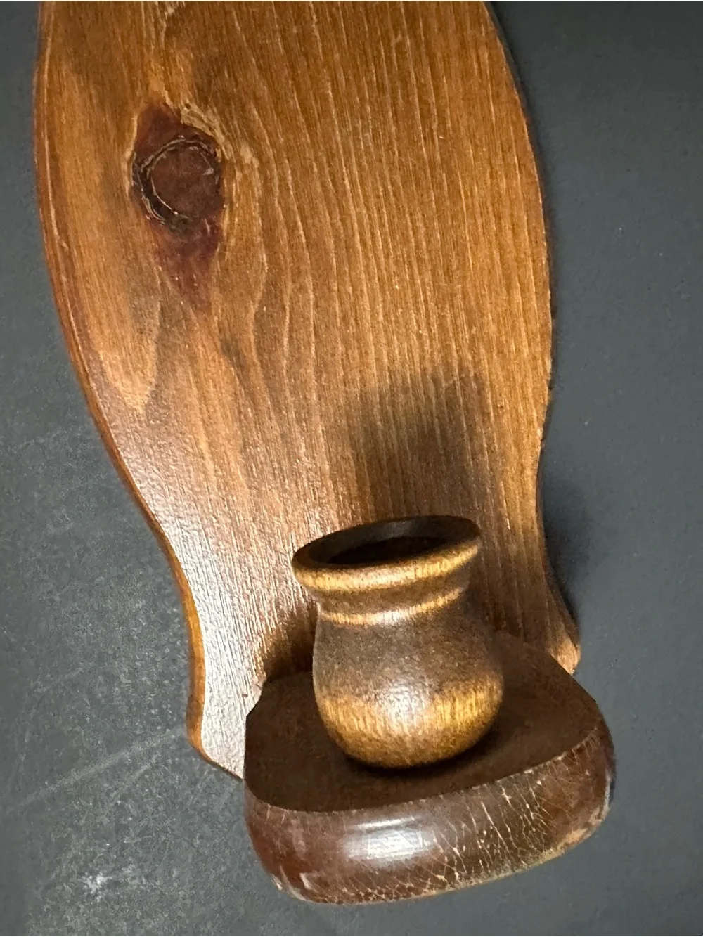 Vintage Wooden Heart Cutout Wall Mount Candle Holder